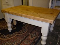 Pine waxed-top coffee table in Old White
