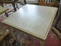 Square white coffee table with craqueler top