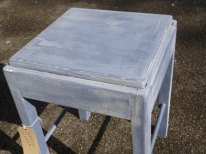 Square wooden stool in Old Violet
